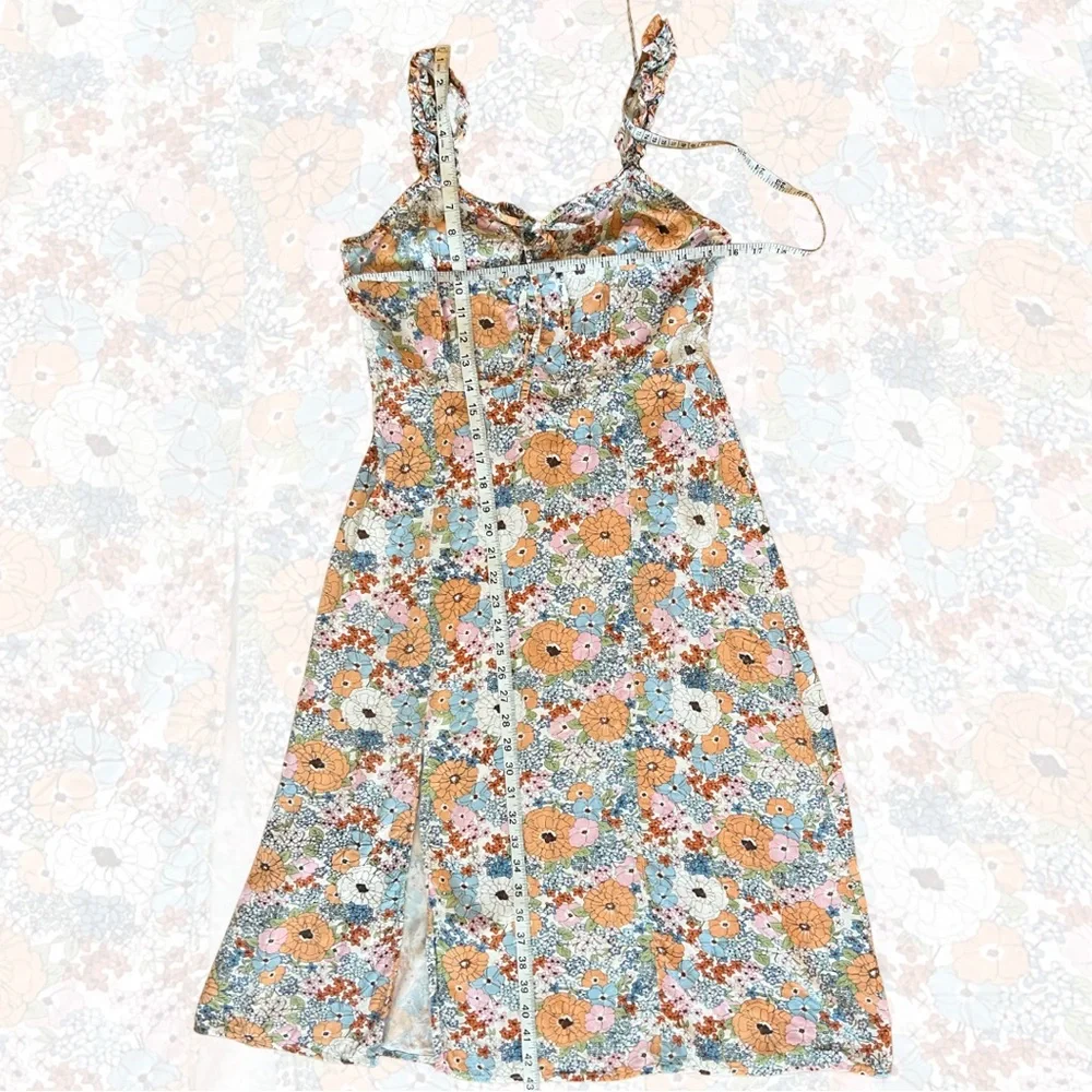 Japna Floral Dress - Orange, Blue, White - Picture 2 of 3